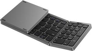 OMOTON Foldable Bluetooth Keyboard, with Number Pad, Multi-Device and Rechargeable Keyboard Compatible with iPad, iPhone, Android, Windows Laptop, Desktop, Tablet and PC (Grey)