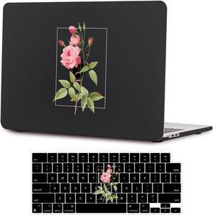SaharaCase - Apple MacBook Pro 14" Laptops Hybrid-Flex Arts Case with Silicone KeyPad Cover - Sleek Hard Shell, Snap-On, Anti-Slip Grip (Black Rose)