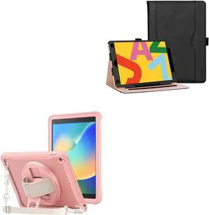 ProCase Leather Vintage Case Bundle with Rugged Case for iPad 9th/8th/7th Generation 10.2 inch 2021/2020/2019