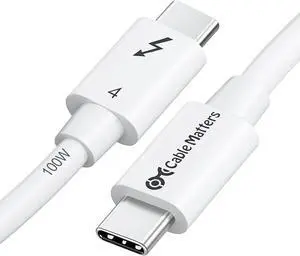 Cable Matters [Intel Certified] 40Gbps Thunderbolt 4 Cable 2.6ft with 8K Video and 100W Charging in White - 0.8m, Compatible with USB4, Thunderbolt 3 Cable and USB-C