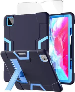 iPad Pro 12.9" Case 2022 2021 2020 2018,AICase Heavy Duty Hybrid Shockproof Hard Cover Rubber Stand with Screen Protector+Stytus for Apple iPad Pro 12.9-inch (6th,5th, 4th & 3rd Gen)