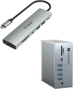 TOTU 18-in-1 Thunderbolt 3 Docking Station(8K DP)& 7 in 1 4K HDMI USB C Hub