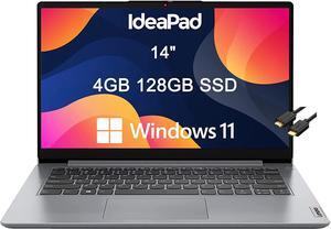 Lenovo Ideapad 1i for Student & Education Laptop (14" HD, Intel Dual-Core Celeron N4020, 4GB DDR4 RAM, 128GB SSD) UHD Graphics, Anti-Glare, Webcam, Wi-Fi 6, Type-C, Win 11 Home in S Mode, Grey