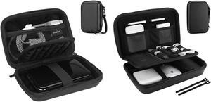 ProCase Portable Hard Drive Case Bundle with Travel Electronic Organizer