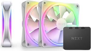 NZXT F120 RGB Duo Triple Pack - 3 x 120mm Dual-Sided RGB Fans with RGB Controller - 20 Individually Addressable LEDs - Balanced Airflow and Static Pressure - Fluid Dynamic Bearing - PWM - White