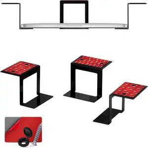 BRAINWAVZ 3 Metal Under Desk Laptop, Cable Box & Router Holder Mount, Adhesive & Screw in, Holds Upto 3" Devices Like Small Computers, MacBook, Surface, Keyboard, Network Switch, Modems & More