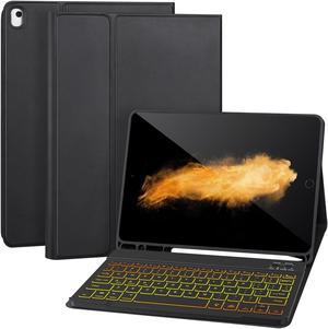 Keyboard Case for iPad 9/8/7th Gen 10.2,Case with Keyboard iPad 10.2'',Keyboard for iPad 9th Gen,7 Color Backlit Bluetooth Keyboard for iPad 10.2,iPad keyboard Case 9th Gen with Pencil Holder,Black-L