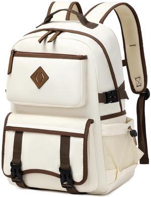 Laptop Backpack 15 -17 Inch for Women Men Large College Bookbag Elementary Middle High School Bag for Kids Teens Girls Boys Student Waterproof Travel Backpacks Book Rucksack Work Daypack Beige