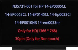 N35731-001 14" Screen Replacement for HP 14-EP0005CL 14-EP0063CL 14-EP0145CL 14-Ep0033Cl 14-EP0010NR 14-em0033nr LCD Screen Replacement Display 30pin WXGA HD (1366x768)