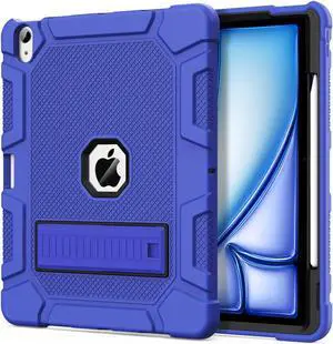 Azzsy Case for iPad Air 13-inch (M3/M2) 2025/2024, [Built-in Pencil Holder] Heavy Duty Shockproof Rugged High Impact Protective Case for 13 inch iPad Air (2025/2024 Version), Dark Blue