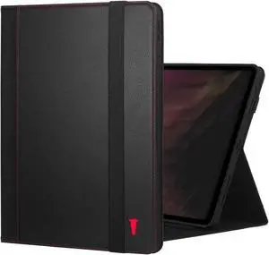 TORRO Case Compatible with iPad Pro 13" (2024) - Premium Leather iPad Pro 13" M4 Case with Stand Function, Apple Pencil Connectivity and Wake/Sleep Function (Black with Red Detail)
