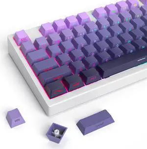 Ussixchare PBT Gradient Purple Keycaps - Side Printed Shine Through Cherry Profile Double Shot Custom Keycaps - Minimalist Style for Mechanical Keyboard