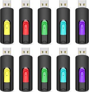 Aiibe 32GB Flash Drive 10 Pack 32GB USB Flash Drives Thumb Drive USB 2.0 Memory Stick Zip Drive USB Drives Bulk (32GB, 10 Pack, 5 Colors)