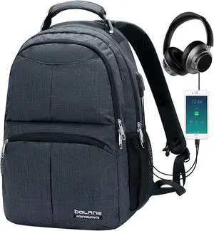 BOLANG Backpack for Men Water Resistant Travel Backpack Women Laptop Backpacks Fits 17 inch Laptop (8459 Upgraded Black)