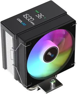 COOLLEO B40S ARGB Digital CPU Cooler,HDB Bearing 10 * 10cm Performance Fan PWM 2200RPM Air Cooler 200W TDP, Suitable for AMD AM4/AM5 & Intel LGA 1700/1200/115X