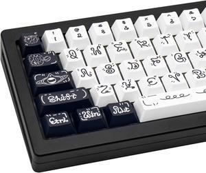 COOMICKEY PBT Keycaps, Cute White Black Keycaps, Cherry Profile PBT Dye-Sublimation keycaps, 139 Keys Custom Keycaps for Cherry Gateron MX Switches Mechanical Keyboard