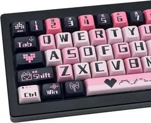 COOMICKEY PBT Keycaps 131 Keys Black Pink Keycaps Dye-Sublimation Cute Keycap XDA Profile for Cherry Gateron MX Switches Mechanical Keyboards