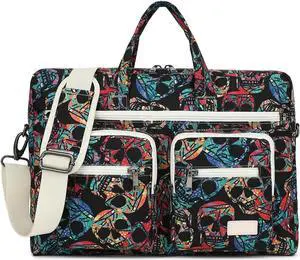 DACHEE 15-15.6 inch Laptop Shoulder Bag, for MacBook Pro 16, Hp Lenovo Dell 14 inch Waterproof Messenger Bag Case Sleeve (New Skull, 15 inch/15.6 inch)