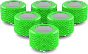 PrimoChill 16mm OD Rigid SX Fitting - 6 Pack - UV Green
