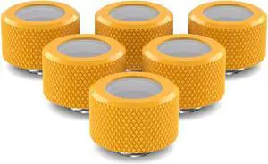 PrimoChill 16mm OD Rigid SX Fitting - 6 Pack - Yellow