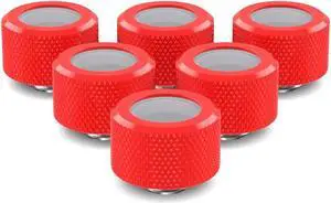 PrimoChill 16mm OD Rigid SX Fitting - 6 Pack - UV Red