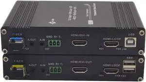 1080P HDMI KVM Fiber Extender Multifunction HDMI Video Optical Transceiver Full HD SM 20km HDMI to Fiber Converter Single-Mode Support USB Mouse Keyboard RS232 GPIO 3.5mm Bidirectional Stereo Audio