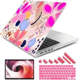DONGKE Case for M5 MacBook Pro 14 inch 2025 2024-2021 M4 M3 M2 M1, Plastic Hard Shell Cover Compatible with A3434 A3112 A3401 A3185 A2992 A2779 A2442, Retina XDR Display & Touch ID, Floral Artistic