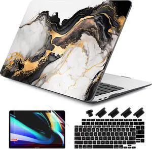 DONGKE Compatible with MacBook Air 13 inch Case 2021 2020 2019 2018 Release A2337 M1 A2179 A1932 with Retina Display & Touch ID, Plastic Hard Shell & Keyboard Cover - Abstract Marble