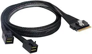 xiwai PCI-E Ultraport Slimline SAS Slim 4.0 SFF-8654 8i 74pin to Dual SFF-8643 4i Mini SAS HD Cable PCI-Express