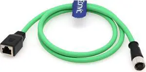Eonvic Industrial Ethernet Cat6 M12 4 Pin Female D-Code to RJ45 Female Gigabit High Flex Shielded Ethernet Extension Cable, 4pin Female M12 to RJ45 Female 1M