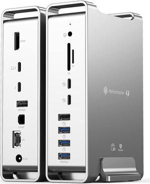 Thunderbolt 3 Dock, Yottamaster 15-in-1 Thunderbolt 3 USB C Docking Station with Dual 4K Display, DisplayPort, 65W Laptop Charging, S/PDIF, 6 USB, Gigabit Ethernet, SD/TF, Thunderbolt 3 Hub