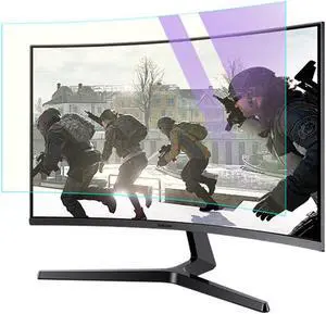 CapriTech 32 Inch Anti Blue Light Monitor Screen Protector -Anti Glare Filter Film for Curved screen, No Air Bubbles/Relieve Eyestrain/Ultra Clear