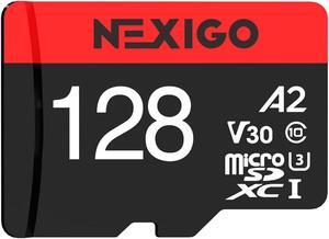 NexiGo 128GB Micro SD Card, microSDXC Flash Memory Card, Class 10, V30, A2, Up to 130MB/s, High-Speed Flash TF Card for Dashcam, Switch, Smartphone, Drone Camera