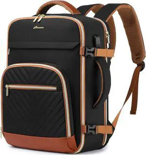 Large Carry On Travel Backpack - Flight Approved Waterproof Luggage Suitcase Backpacks Personal Item Size for Women Men fit 18 Inch Laptop College Overnight Bag Anti-Theft Weekender Daypack Black