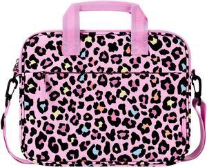 Choco Mocha Kids Tablet Sleeve Bag for Girls, 12.5 Inch Tablet Carrying Case for Fire 7 8 10 HD 8 10, Chromebook, Kindle Kids Edition, iPad, Leopard Pink