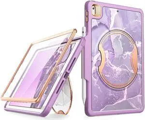 Clayco Nebula Case for iPad 9th/8th/7th Generation Case 10.2 Inch 2021/2020/2019, Multi-Angle Viewing Full Body Stand Cover for iPad 10.2" with Built-in Screen Protector & Pencil Holder, Purple