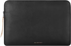 Comfyable Slim Protective Laptop Sleeve 14 Inch Snugly Compatible with MacBook Pro 14-inch M4 M3 M2 M1 Pro/Max 2024, PU Leather Bag Waterproof Cover Notebook Computer Case for Mac, Black