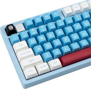 GEKUCAP 170 Keys Double Shot Keycaps, SA Profile PBT Keycaps Full Set, Custom Keyboard Keycaps for 60% 65% 75% 100% Cherry Gateron MX Switches Mechanical Keyboard, Blue/Black/White/Red Keycaps