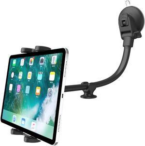 Cuxwill Car Truck Windshield Tablet Mount for 4-13" iPad Phone, Gooseneck 16" Long Arm Car Dashboard Holder with Lock Suction Cup & Anti Shake for iPad Pro 12.9 Air Mini, Galaxy Z Fold 4 3, Fire HD