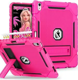 Grifobes Case for iPad Air 13-inch (M3/M2) 2025/2024, Heavy Duty Shockproof Rugged Protective Cover with Pencil Holder/Built-in Stand for i Pad Air 13" (Hot Pink)