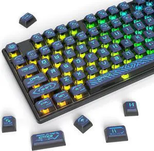 Guffercty kred GTSP Retro Punk Style Pudding keycaps ASA Profile, 120-Keys PBT Keycaps Custom Keyboard Keycaps 75 Percent US Layouts for MX Switches Mechanical Keyboard (Punk Blue)