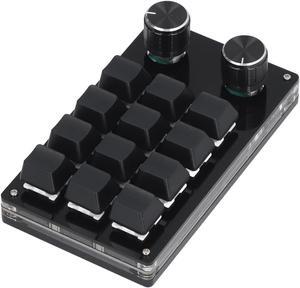 Diyeeni 12 Keys Macro Mechanical Keypad, Programmable Keyboard with 2 Knobs, Portable One Handed Fully Programmable Keypad, OSU Gaming Keyboard, USB Wired, Saving Space