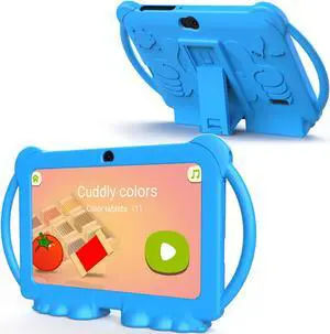 Kids Tablet, 7 inch Android Tablet for Kids, 4GB RAM 32GB ROM 1TB Expand, Toddler Tablets with Parental Control, IPS Screen, Dual Camera, Educational, Games, Shockproof Case for Boys/Girls (Blue)