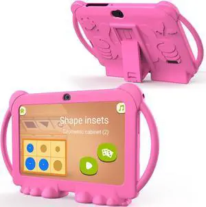 Kids Tablet, 7 inch Android Tablet for Kids, 4GB RAM 32GB ROM 1TB Expand, Toddler Tablets with Parental Control, IPS Screen, Dual Camera, Educational, Games, Shockproof Case for Boys/Girls (Pink)
