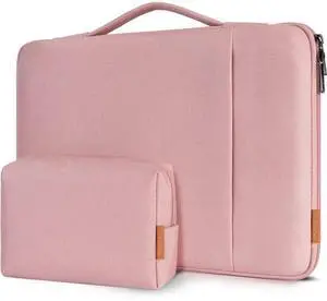 DOMISO 17.3 inch Laptop Sleeve Case Water Resistant Shockproof Protective Computer Bag for 17.3" Notebook/IdeaPad/LG Gram/HP Pavilion Envy 17/MSI with Accesory Bag,Pink