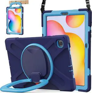 BATYUE Case for Samsung Galaxy Tab S6 Lite 10.4 Inch 2022/2020 (SM-P610/SM-P613/SM-P615/SM-P619), Protective Case with Pencil Holder, 360deg Swivel Stand, Shockproof Drop; for Kids - Navy Blue
