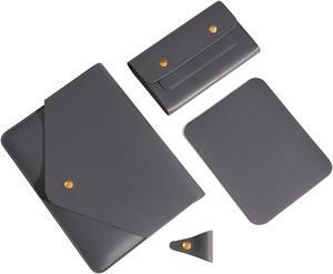 Benfan Tablet Sleeve Compatible with 12.9 iPad Pro Gen 6, Gen5,Gen4,Gen3,Surface Pro 9,Surface Pro X with Small Pouch, Mouse Pad and Cord Organizer, Color Dark Grey