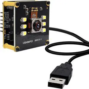 IFWATER 48MP USB Camera 8K Camera Fast Autofocus USB Camera Module with No Distortion Lens Webcam with 6pcs White LEDs PC Computer Camera Plug and Play for Industrial Inspection Document Scanning