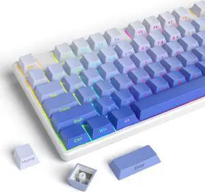 iRoboosta Cherry Profile Side Printed PBT Keycaps, 135 Key Minimalist Double Shot Shine Through Custom Keycap, Gradient Key Cap for Cherry MX Switches Mechanical Keyboard (Purple/Side Print)