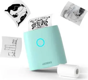 JADENS Sticker Printer, Mini Printer for iPhone, Bluetooth Thermal Sticker Maker Machine, Pocket Inkless Phone Printer for Children's Gift, Study Notes, Learning Assistance, Journal(Green)